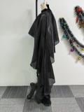 Plus Size Casual Satin Loose Poncho Blouse NY-10981