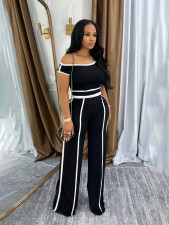 One Shoulder Sexy Sport Short Sleeve Pants Suit SFY-638