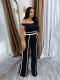 One Shoulder Sexy Sport Short Sleeve Pants Suit SFY-638