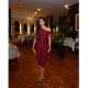 Slash Shoulder Tie Up Solid Two Piece Suit FOSF-8802