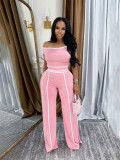 One Shoulder Sexy Sport Short Sleeve Pants Suit SFY-638