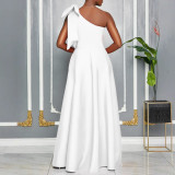 Plus Size Slash Shoulder Big Bow Maxi Dress GMLF-3322