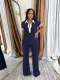 Short Sleeve Contrast Color Casusal Pants Suit SFY-637