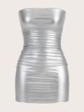 Sexy Off Shoulder Pleated Tube Top Dress GFMA-25061