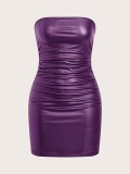 Sexy Off Shoulder Pleated Tube Top Dress GFMA-25061