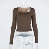 Square Neck Long Sleeve T Shirt GZJF-2590