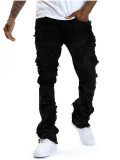 Men's Tassel Holes Micro Flare Jeans XCFF-8938
