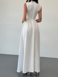 Contrast Color Patchwork Sleeveless Maxi Dress GWDS-250102
