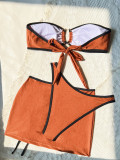 Sexy Color Block Bikinis Swimsuit Three Piece Set CASF-6738