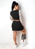 Long Sleeve Print Crop Tops Skirt 2 Piece Set FSXF-752