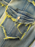 Men's Tassel Holes Micro Flare Jeans XCFF-8938
