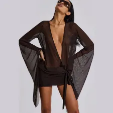 Deep V Neck Backless Mini Dress XEF-K24D61286
