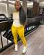 Casual Color Block Yoga Spor Short Sleeve Pants Suit MEM-88628