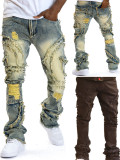 Men's Tassel Holes Micro Flare Jeans XCFF-8938