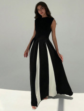Contrast Color Patchwork Sleeveless Maxi Dress GWDS-250102
