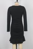 V Neck Pleated Ruffles Midi Dress GWDS-250103