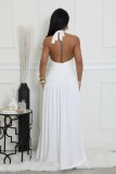 Deep V Neck Tie Up Split Maxi Dress XHXF-441