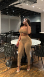 Sexy Wrap Chest Pleated Pants Solid Suit YS-2501