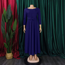 Plus Size Solid 3/4 Sleeve Midi Dress GCZF-8621