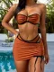 Sexy Color Block Bikinis Swimsuit Three Piece Set CASF-6738