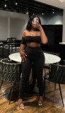Sexy Wrap Chest Pleated Pants Solid Suit YS-2501