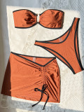 Sexy Color Block Bikinis Swimsuit Three Piece Set CASF-6738