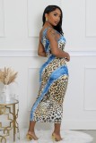 Single Shoulder Print Leopard Print Maxi Dress XHXF-440