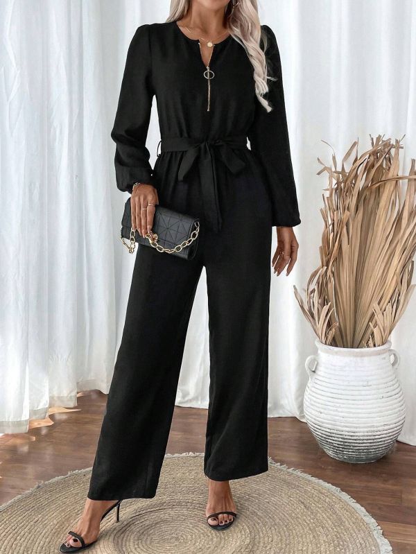 Long Sleeve Zipper Straight Jumpsuit GWDS-241211