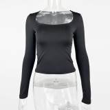Square Neck Long Sleeve T Shirt GZJF-2590