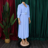 Plus Size V Neck Press Pleated Midi Dress GCZF-8622