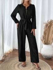 Long Sleeve Zipper Straight Jumpsuit GWDS-241211