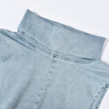 High Collar sleeveless Denim Short Vest GFRT-9189TD