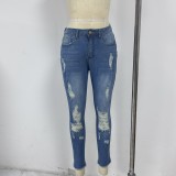 High Waist Holes Jeans XCFF-3110