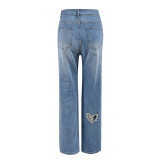 Hollow Out Hot Drill Jeans GFRT-DZF2611