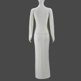 Long Sleeve O Neck Slim Maxi Dress GFRT-41471DHG