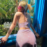 Backless Tie Up See Through Skirt Suit GFRT-SF971