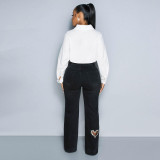 Hollow Out Hot Drill Jeans GFRT-DZF2611