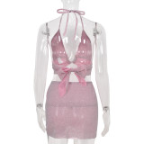 Backless Tie Up See Through Skirt Suit GFRT-SF971