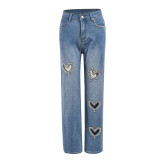Hollow Out Hot Drill Jeans GFRT-DZF2611