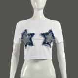 Patchwork Tassel Casual T Shirt GFRT-11175THR