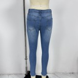 High Waist Holes Jeans XCFF-3110