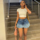 Casual Washed Gradient Pleated Denim Skirt GAKF-50302