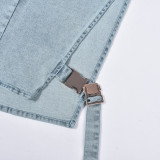 High Collar sleeveless Denim Short Vest GFRT-9189TD