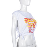 Letter Print Sleeveless T Shirt GFRT-7748TG
