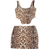 Sexy Sequin Leopard Prin Two Piece Skirts Set GZJQ-K24S49690