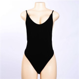 Backless Solid Color Sling Bodysuit GZJQ-P1720212
