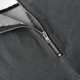 Sexy Backless Zipper Halterneck Denim Jumpsuit GFRT-6464JL