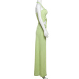 Sleeveless Hollow Out Halterneck Split Maxi Dress GZJQ-K24D44162
