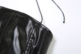 PU Leather Bandage Tops And Shorts Suit GZJQ-K24S50922