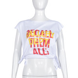 Letter Print Sleeveless T Shirt GFRT-7748TG